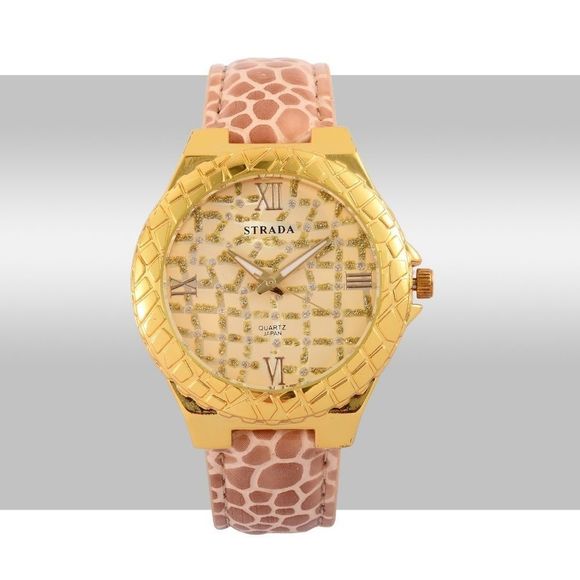 4 FOR $20 STRADA Watch Faux Leather Brown Band 🎥 - Picture 4 of 5